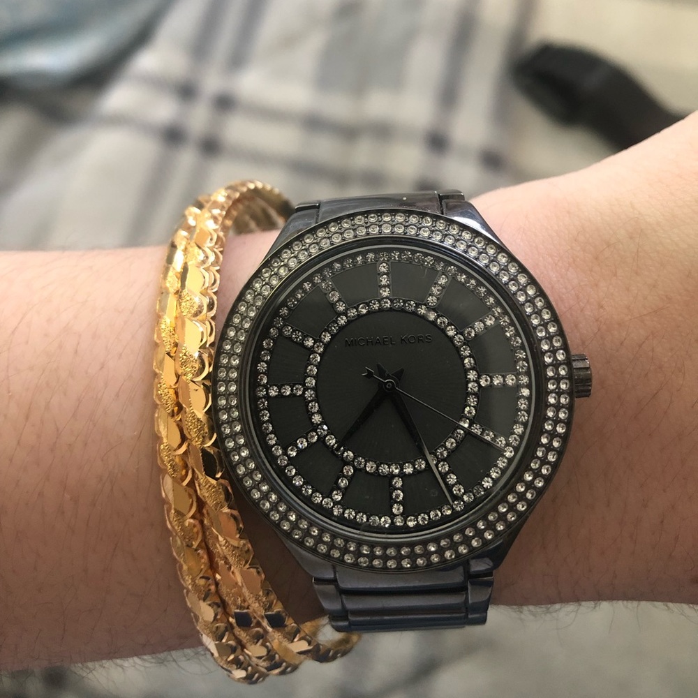 Silver grey diamond Michael Kors watch